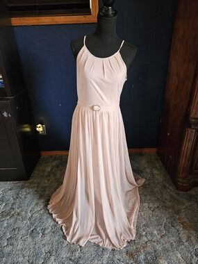 Alexa B Nites Elegant Blush Pink  Maxi Dress with Belt Detail womens size 8